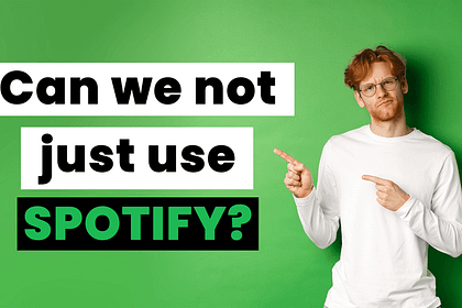 Man looking perplexed asking the question "can we not just use spotify?"